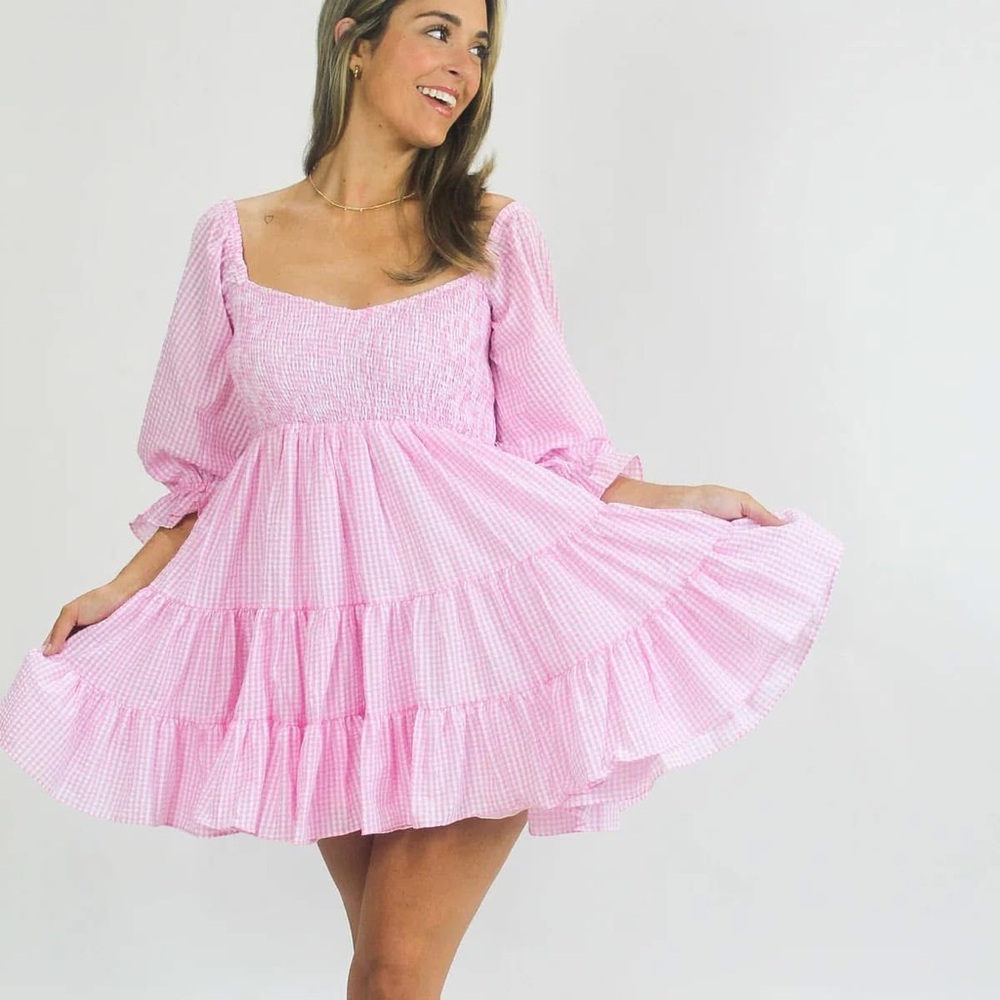 Pink Gingham Mini Dress